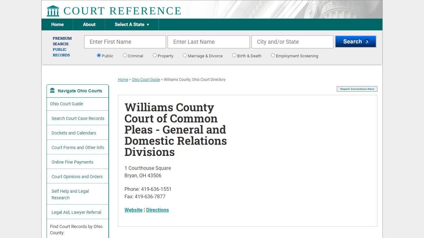 Williams County Court of Common Pleas - Courtreference.com